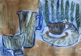 Jug bowl and cup by judith cockram, Painting, Mixed Media